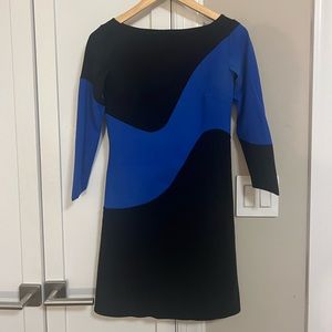 La Petite Robe Di Chiara Boni Colorblock A-Line Dress Black Blue IT38